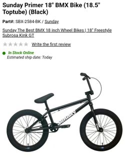 Sunday Primer 18" Bmx bike