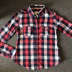 NEW Hollister Women Classic Plaid Check Long Sleeves Shirt  Size S