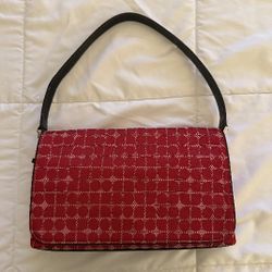 Vintage Red Kate Spade Evening Shoulder Bag Black Leather And Wallet Excellent