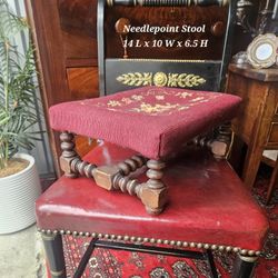 Antique French Louis XIV style Needlepoing foot stool