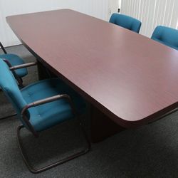Boat Shaped Conference Table Plus Chairs