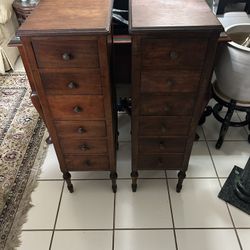 Antique Early 1900s Mahogany Dovetail Wood Cabinet – Numbered Drawers (1–11 + “99”) – Solid Wood X2
