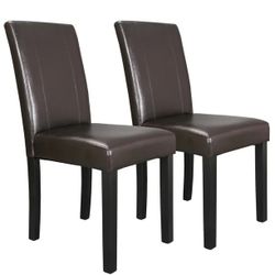 New Set Of 2 Dining Chairs Faux Leather Black