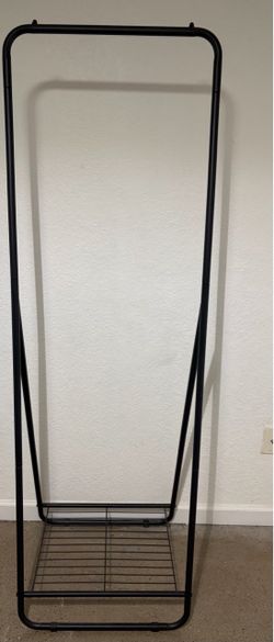 Black Metal Clothing Rack with Bottom Shelf