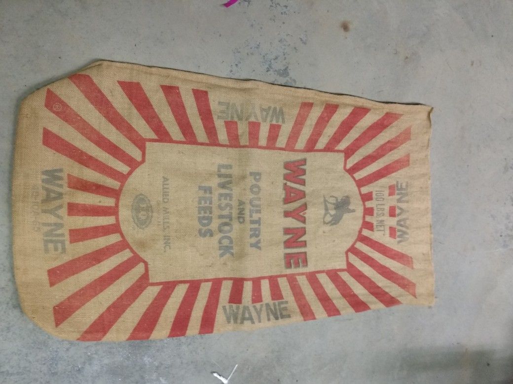 Vintage Wayne Poultry And Livestock Feed Sack Allied Mills 100 Pounds