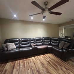 Brown Leatherette Couch 