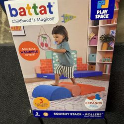 Battat Squishy Stack Rollers 3 Foam Multicolor Indoor Play Shapes, Toddler and Preschool Toys