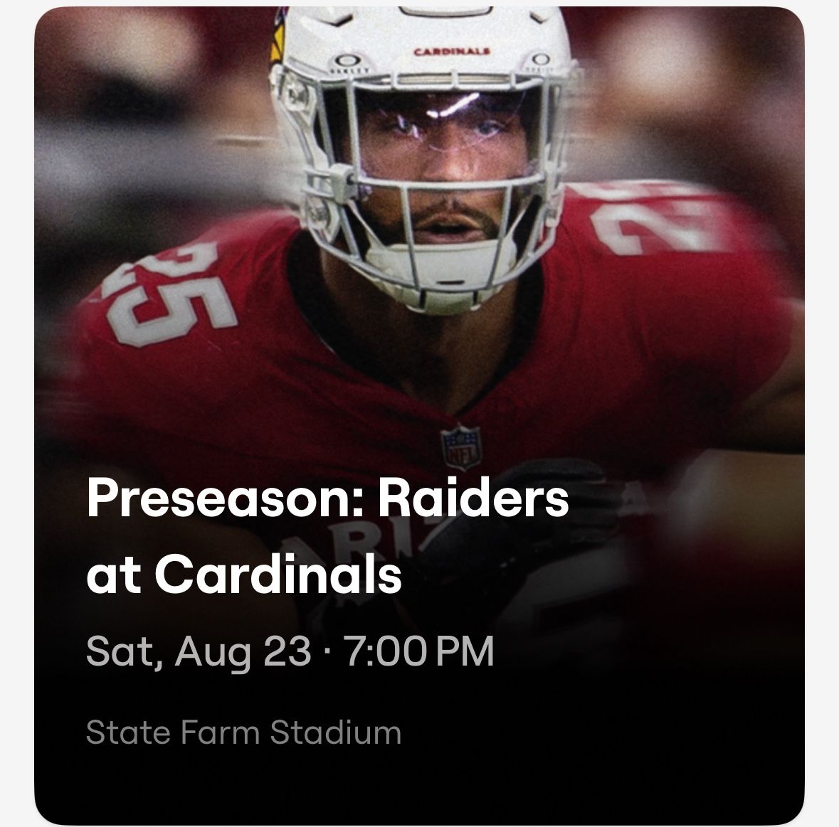 Cardinals Vs. Raiders Tickets