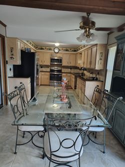 Glass Top Dining Table with 6 Chairs