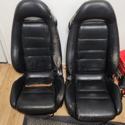 Oem Usdm Mazda Fd3s RX-7 Black Leather Seats With Rails 93-95 92-02 