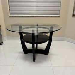 Modern Glass Top Dining Table - 48" Diameter, 30" Height