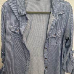 Women’s Button Up Blue Stripe Shirt