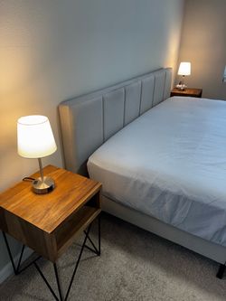 King Bed Frame, King Mattress, Two Nightstands