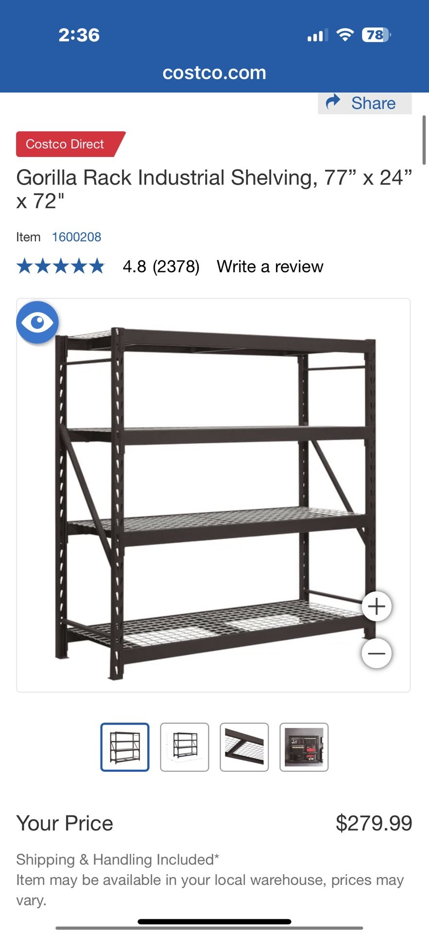 New Out Of Box Gorilla Industrial Rack Shelving Storage