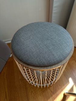 Boho Wire Basket Stool / Side Table – 2-in-1