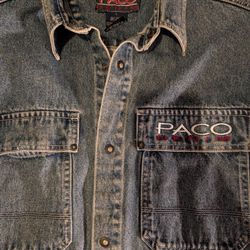 Vintage Paco Denim Jacket Mens Large Y2K Baggy Snap Button Hip Hop