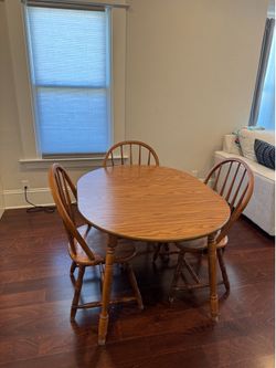 Wood dining table with 3 chairs