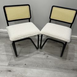 Set of 2 modern mid-century rattan dining chairs New!!