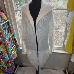 Open Ivory Long Cardigan Medium/ Large  (No size tag) 