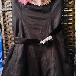 Masquerade Black Gothic Princess Mini Tulle Filled Dress with Pink Mask