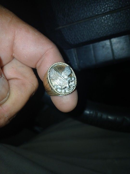 Silver And Gold Eagle Ring