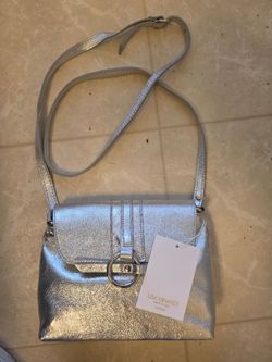 NEW Lisa Minardi Italian Leather Silver Crossbody Bag – Made in Italy