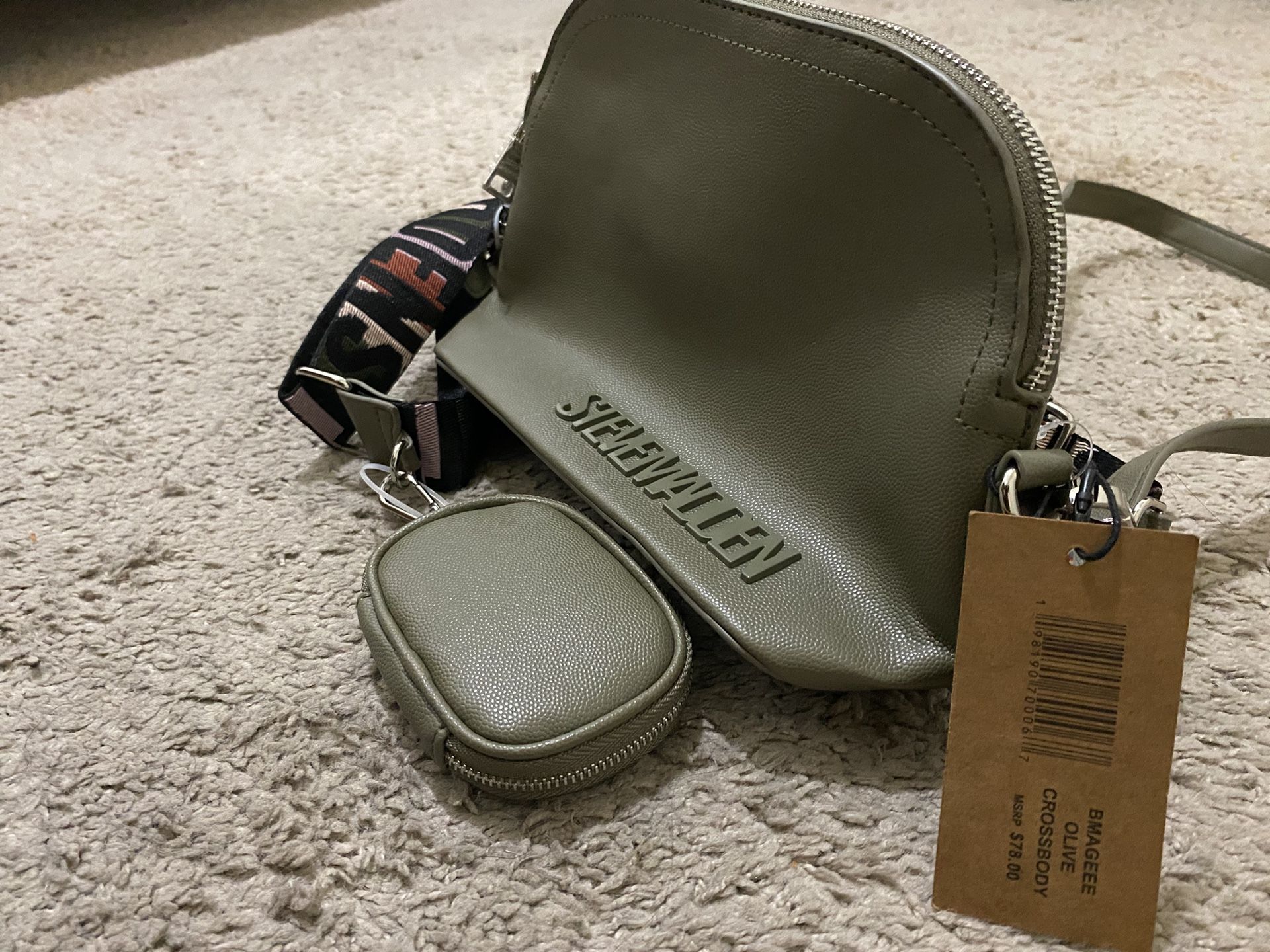 Steve Madden Olive Green Crossbody Bag with Mini Pouch