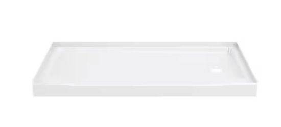 60 in. L x 30 in. W Alcove Shower Pan Base with Right Drain
