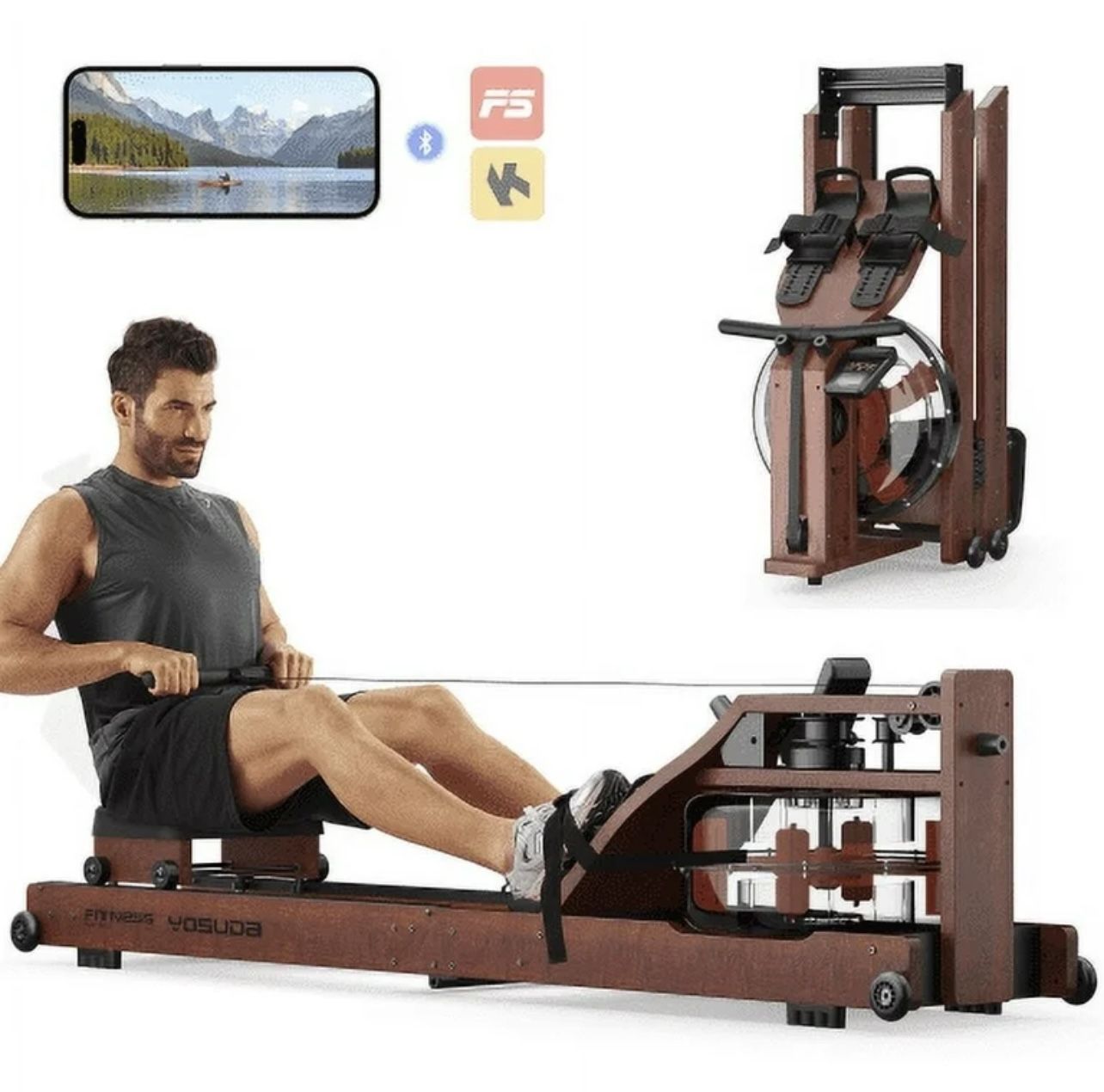 Yosuda foldable water rowing machine hold s up to 400 pounds new