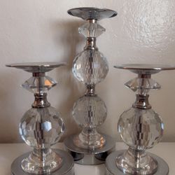 Three Crystal Candle Holders In Excellent Condition Never Used