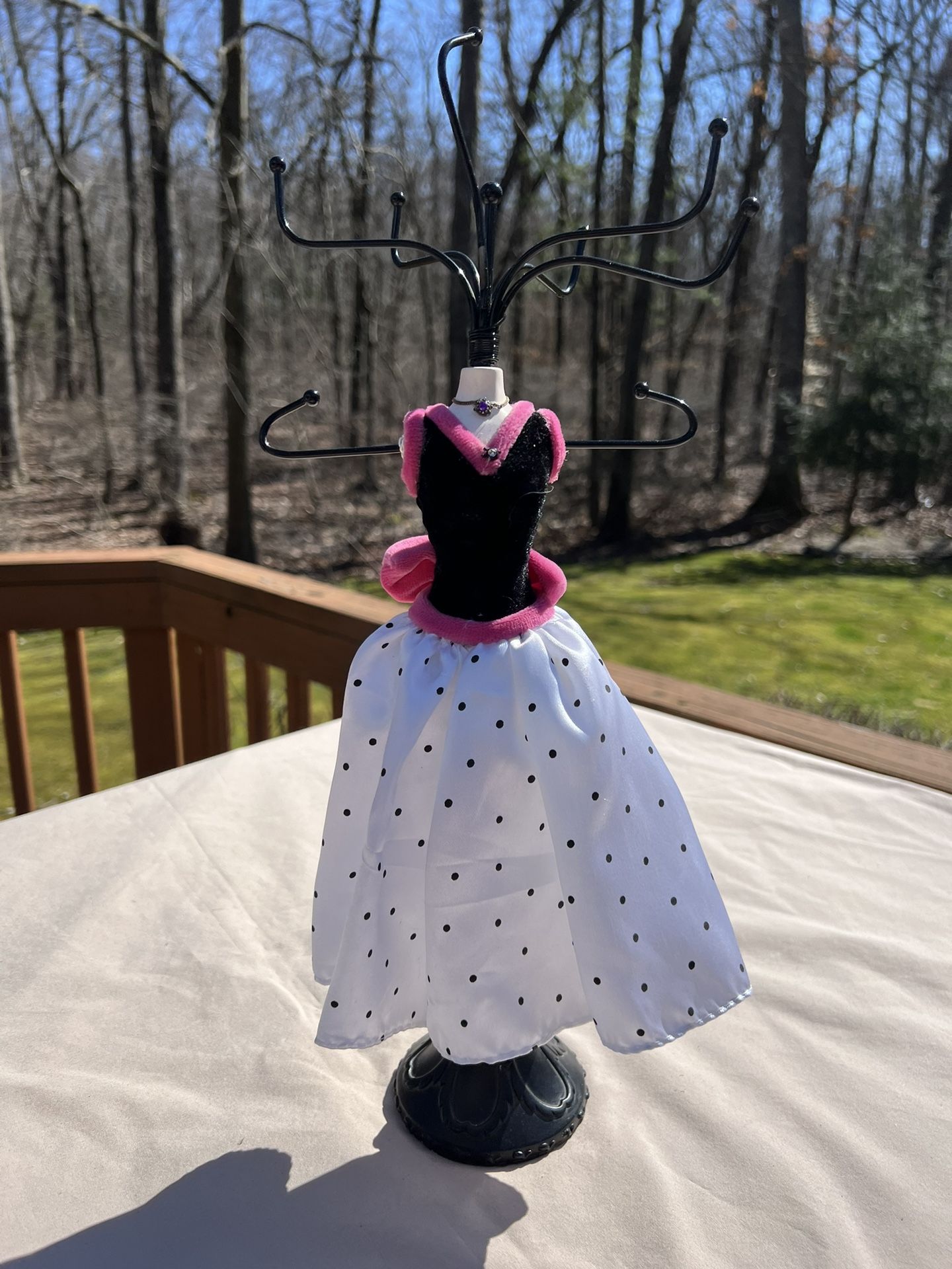 Necklace Jewelry Holder Stand Mannequin With Velvet Top, Fashionable Polka Dot Midi Skirt