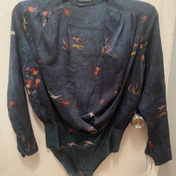 Zara Deep Blue Floral BodySuit. Brand New. Beautiful Color for Sale in  Brooklyn, NY - OfferUp