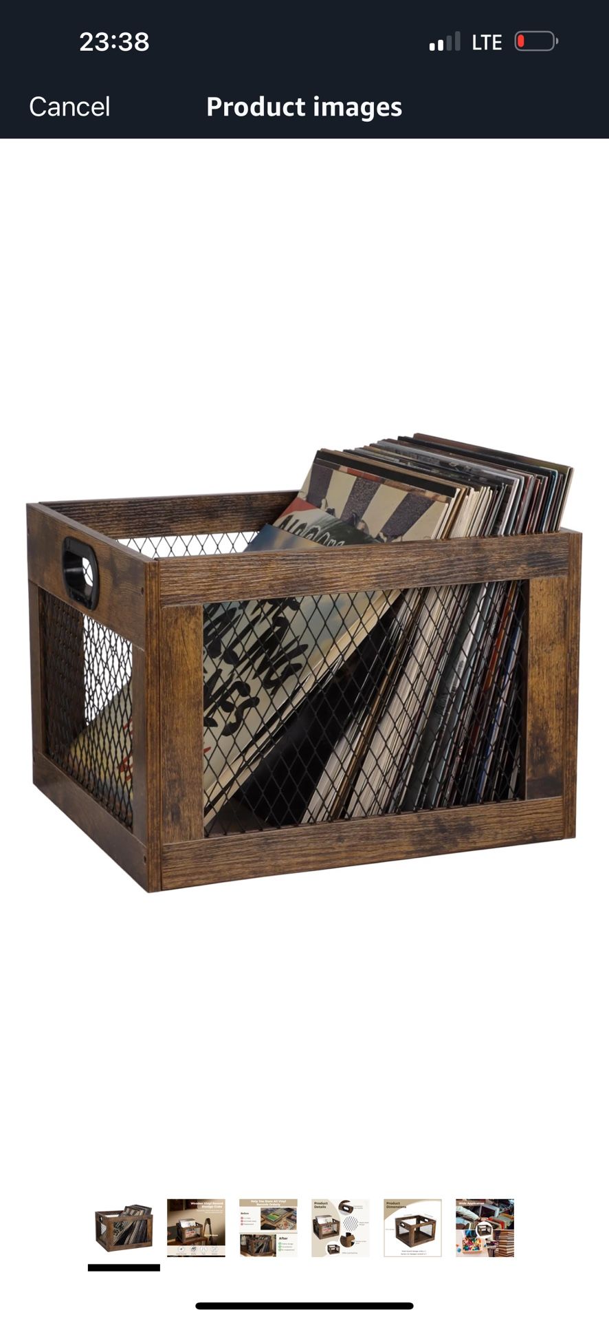 Brand New Vinyl Record Storage Crate, 15.1 x 13.5 x 10.4 Inches Wooden LP Album Shelf Case, Vinyl Storage Holder Organizer Box