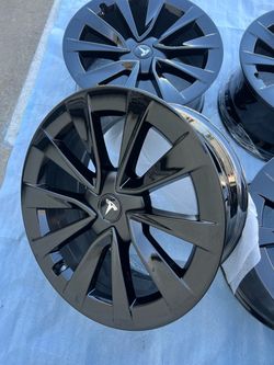 Tesla model 3 rims 19” OEM Factory Wheels Rines new gloss black powder coated ( exchange available )( Cambio Disponible ) fits Tesla model 3 Tesla mod