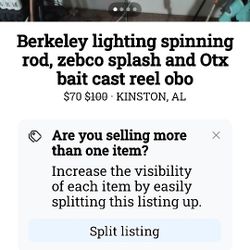 Berkeley lighting spinning rod, zebco splash and Otx bait cast reel obo
