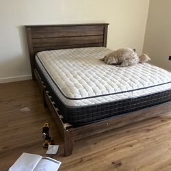 Wood bed frame queen