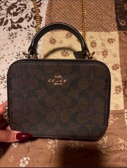 Coach Box Crossbody Bag In Signature Canvas Brown