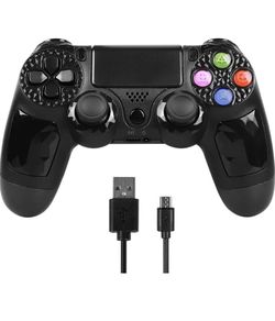 Controller for PS4, PowerLead Wireless Gaming Controller Six-axis Dual Vibration Gamepad for Playstation 4/Playstation 3/PC with Led Touch Pad and Au
