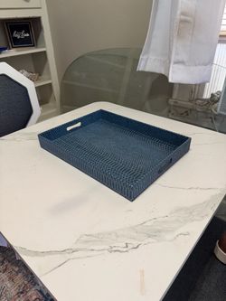 Large Blue Leather Tray
