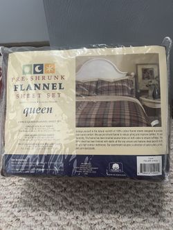 Preshrunk Queen Flannel Sheet Set- New