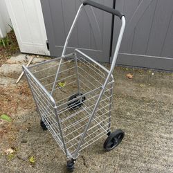 Stainless Steel Shopping Cart With Turntable Wheels