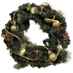 Martha Stewart Living 30 in. Unlit Golden Holiday Artificial Wreath