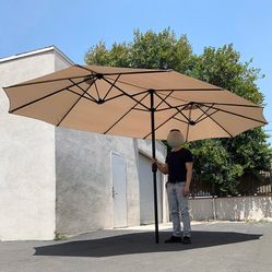 (New in box) $95 Large 15FT Double Sided Outdoor Patio Umbrella, Crank Open/Close (Weight base not included)