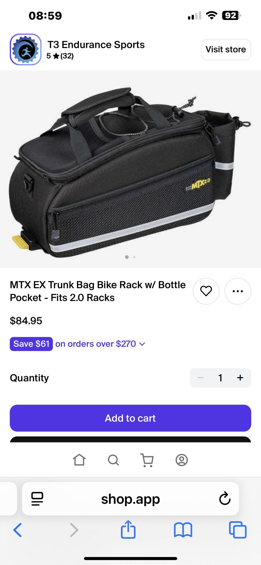 Quick MTX Track Bike Trunk Bag