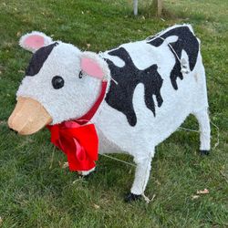 Lighted Tinsel Christmas Cow Pre-lit LED Lights Christmas Yard Decoration Holiday