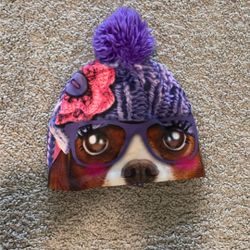 purple dog kids beanie
