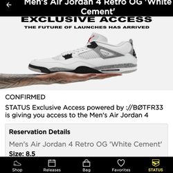 Jordan 4 Retro White Cement (2025) 💯 Authentic Size 8.5m , 8m & GS 7y