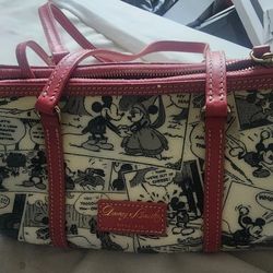 Dooney &amp; Bourke Disney Comics Pink Leather Trim 19050K S207 Mickey Mouse handbag