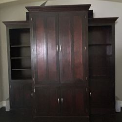 Custom-Made Real Wood Three Piece Entertainment Center