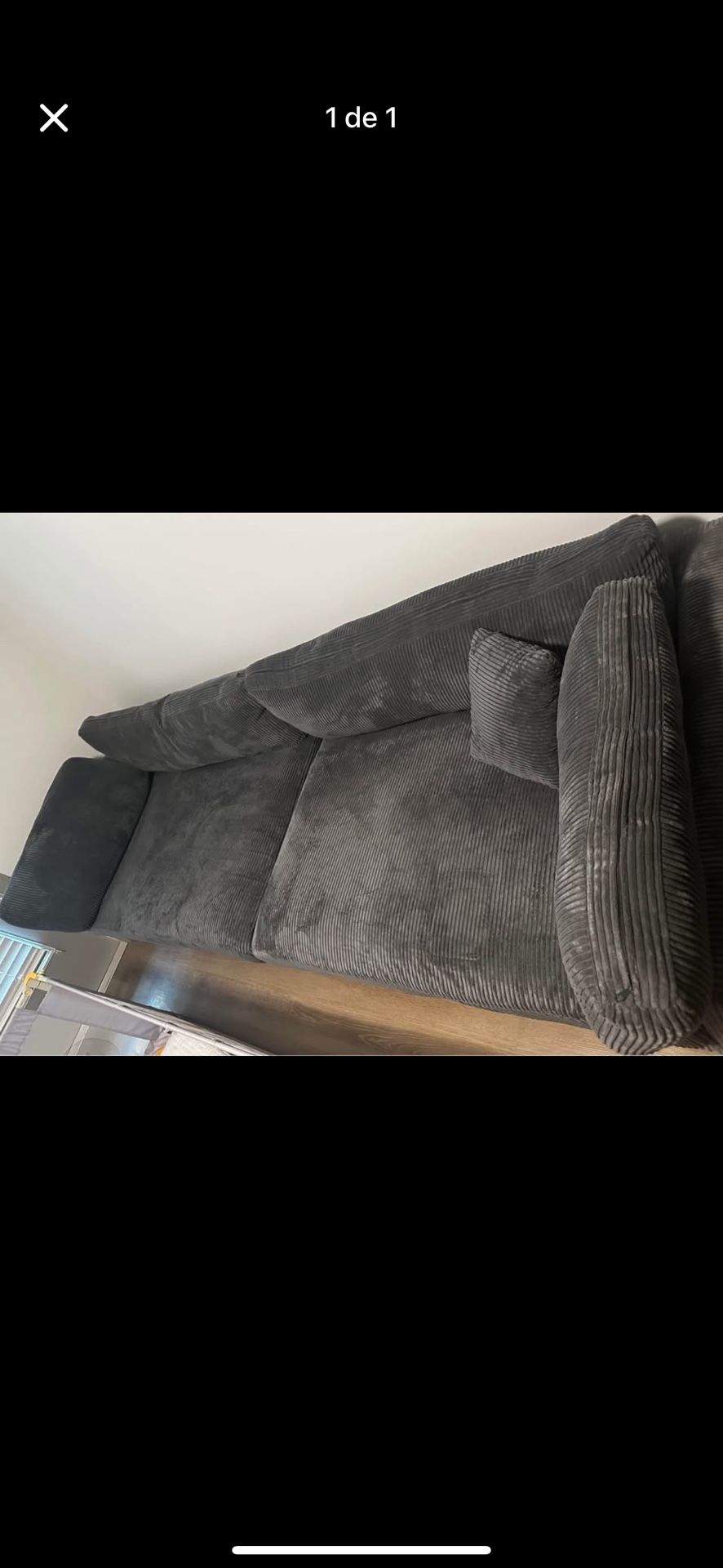 Assel 116" Corduroy Sofa- Grey